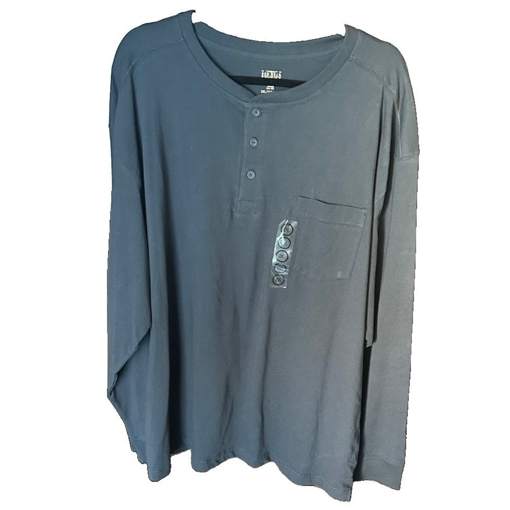 Red Head Brand Co Mens 2XL Charcoal Gray Long Sleeve Henley Pocket Shirt NWT